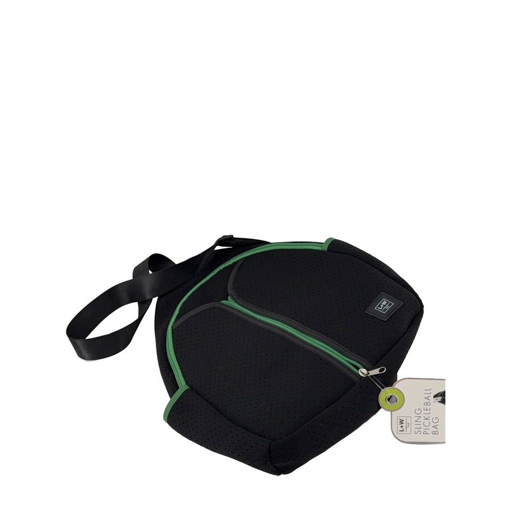 Luxe + Willow Sling Pickleball Bag LW-1560 Neoprene Adjustable Strap Black Green